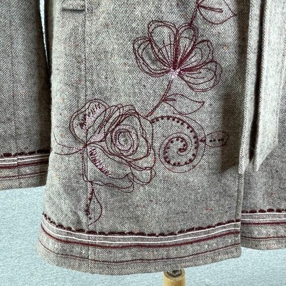 Guess Jeans Coat Womens Medium Wool Blend Pea Jacket Embroidered Beaded Lined - Picture 4 of 16